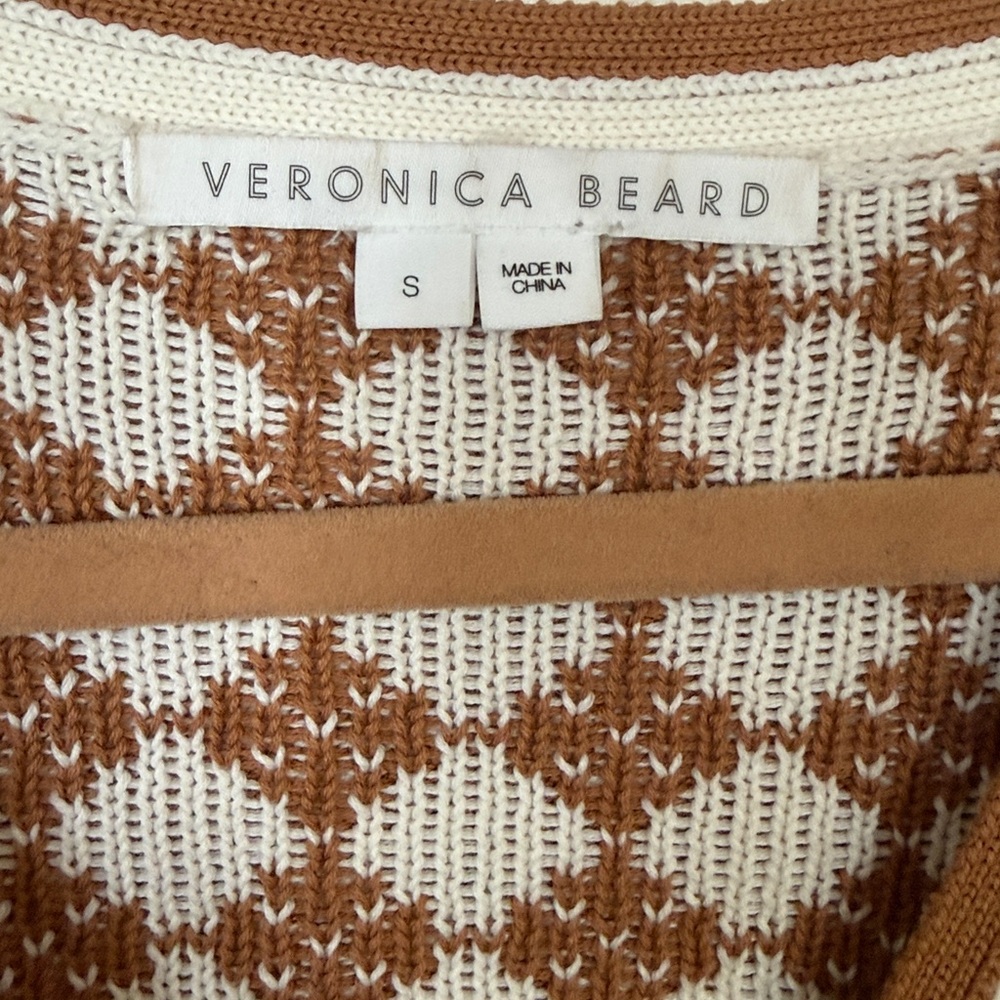 Veronica Beard Adair Argyle Cardigan with Gold Accents Size S EUC - Picture 2 of 4